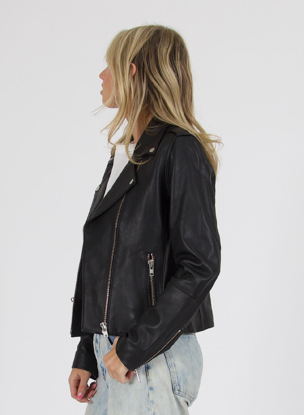Leather Jacket - Black/Silver