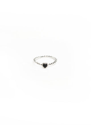 Beaded Black Heart Ring