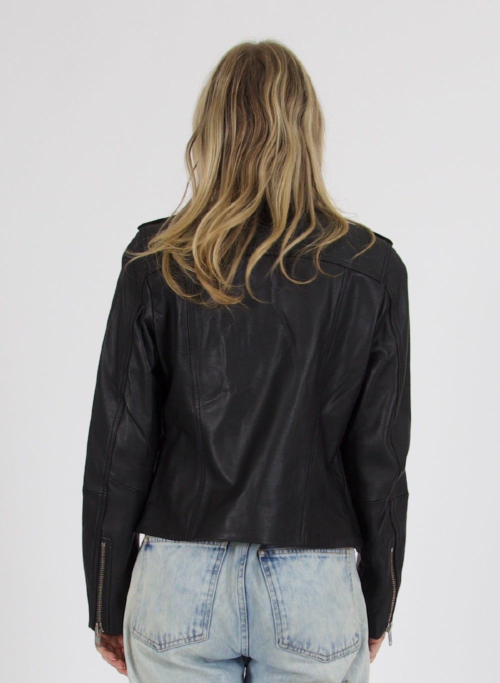 Leather Jacket - Black/Silver