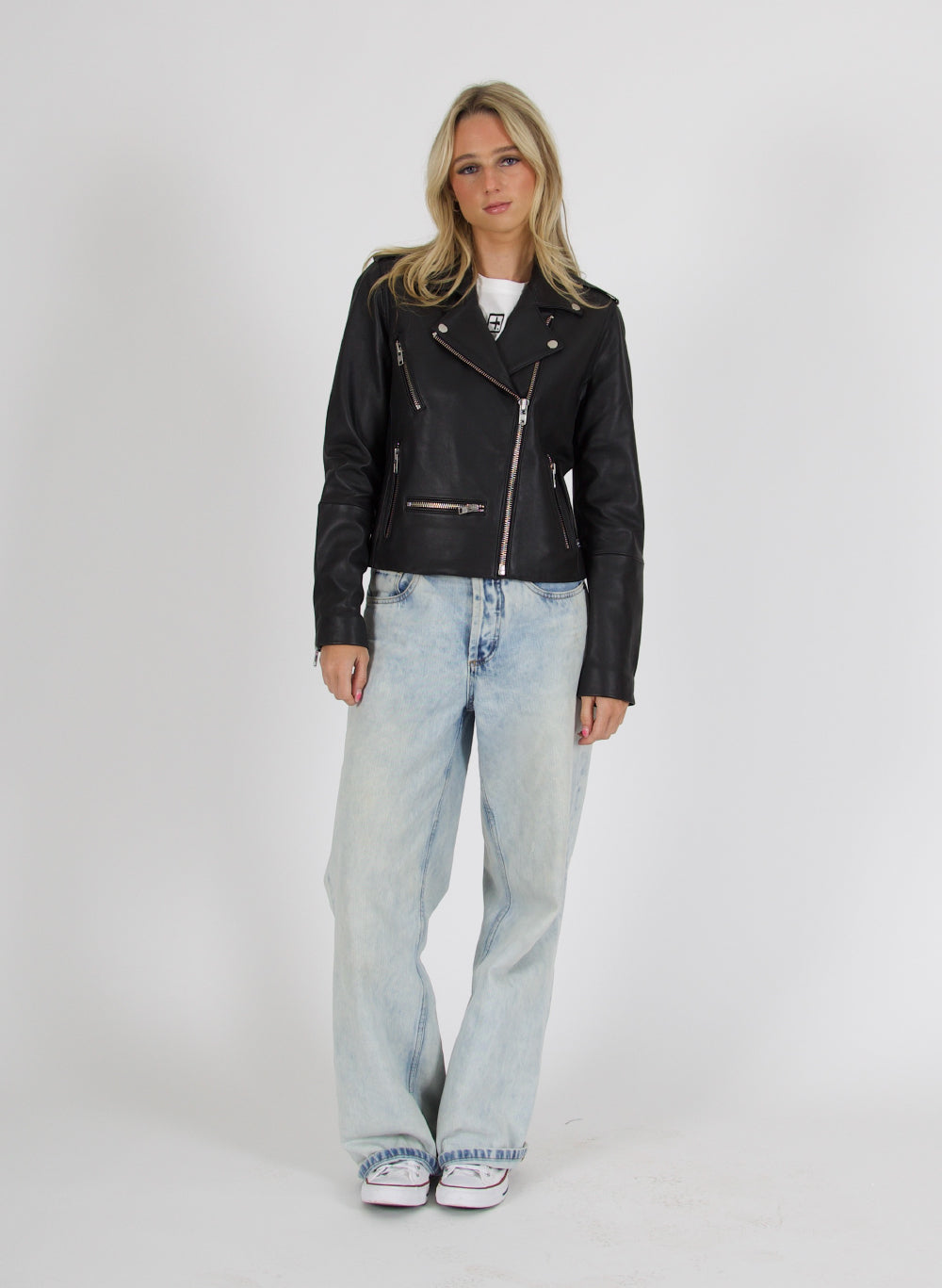 Leather Jacket - Black/Silver