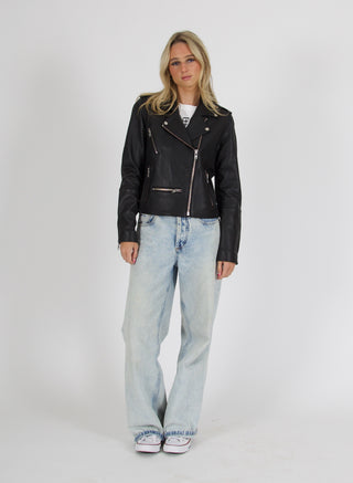 Leather Jacket - Black/Silver